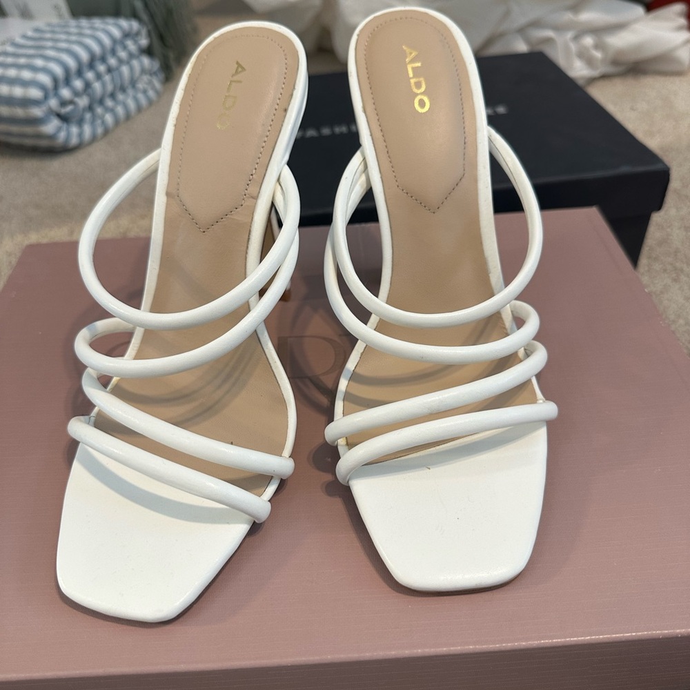 Unworn ALDO Women's White Strappy Heels